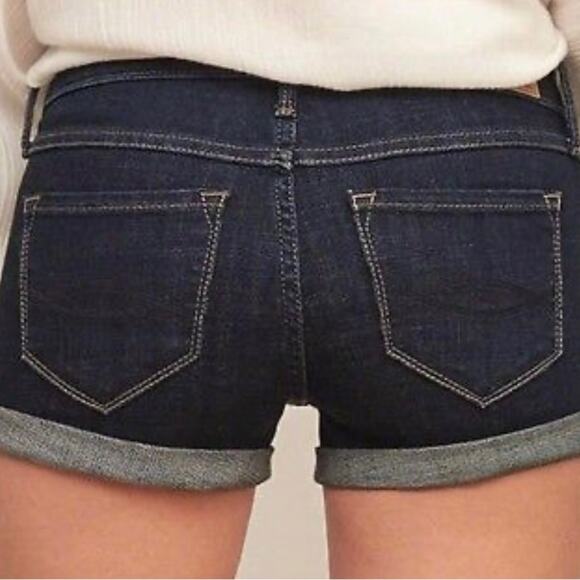 Abercrombie Fitch Low rise cuffed denim jean shorts dark Wash stretch women 0 25 - Picture 7 of 12